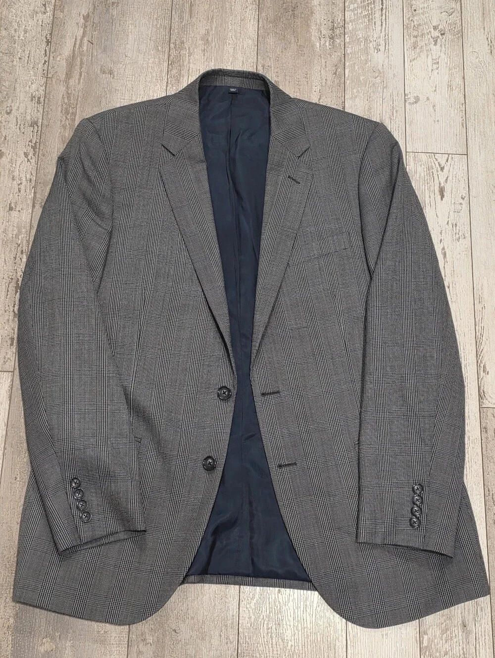 42R Men's J. Crew Thompson Blazer Tartan Plaid Gray All Wool Sport Coat Flawless